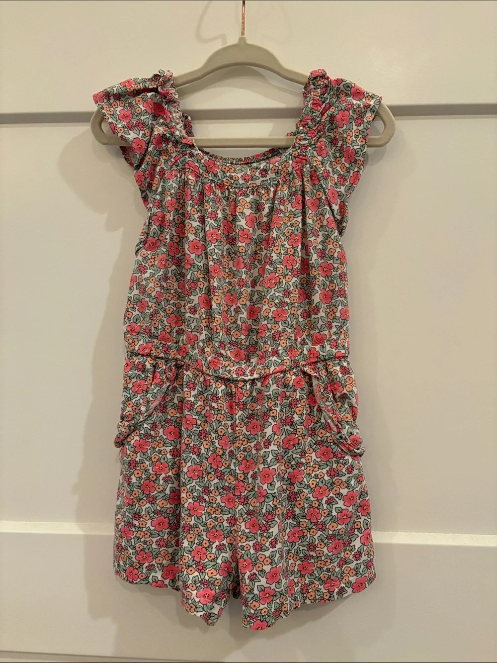 Cat & Jack Toddler Girls Floral Pink Cotton Romper Size 2T